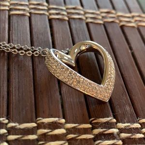Swarovski Crystal Pave reversible heart necklace